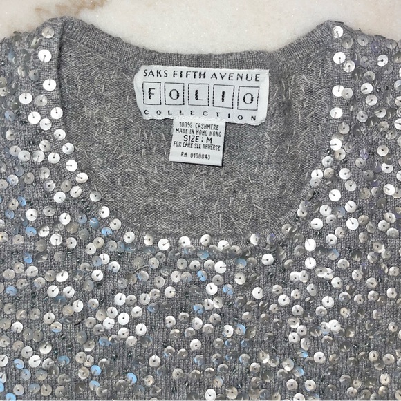 Cashmere & sequins sweater by Saks Fifth Ave Folio Collection🌻 - Picture 3 of 6
